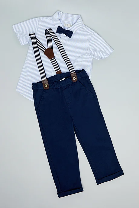 R&B Striped Shirt and Trousers with Suspenders
