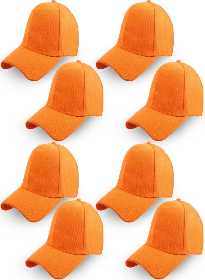 Skyebed 8 Pack Orange Trucker Hats Plain Baseball Caps Adjustable DIY Baseball Caps for Adult Men Women Camping Riding Outings Outdoor Sport - Image 1