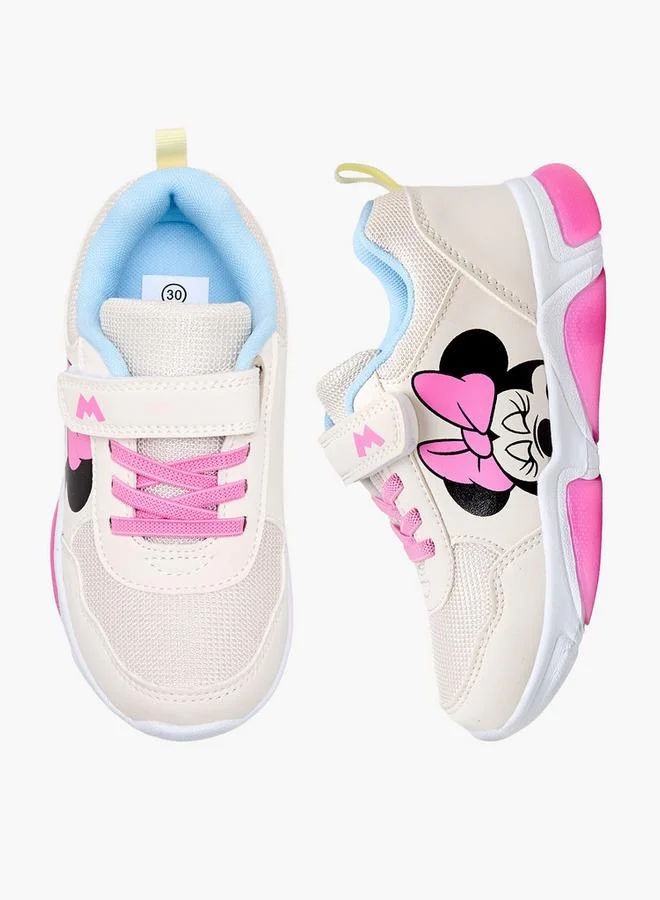 Disney Girls Minnie Mouse Print Light-Up Ankle School Sneakers