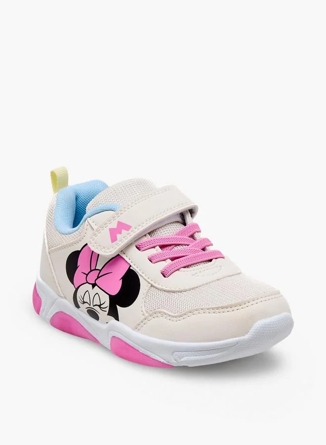 Disney Girls Minnie Mouse Print Light-Up Ankle School Sneakers
