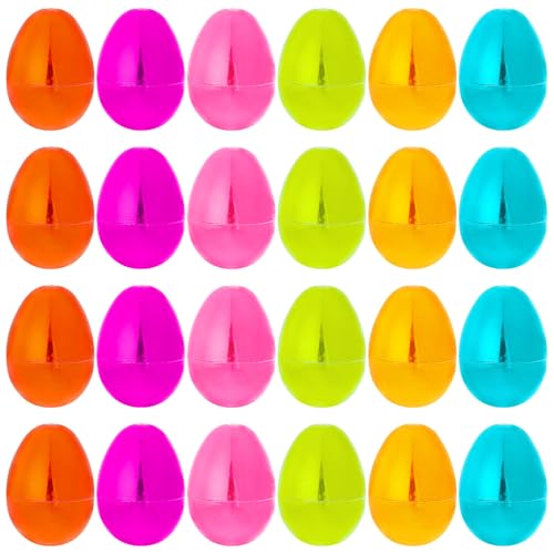 baotongle 24pcs Fillable Easter Eggs Metallic Bright Colors with Hinge Bulk Plastic Easter Eggs Perfect for Egg Hunt Surprise Egg 225 Assorted Colors - Image 1