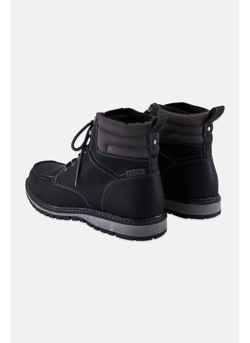 IZOD Men Medium Leather Lace Up Ankle Boots, Black  - Image 3