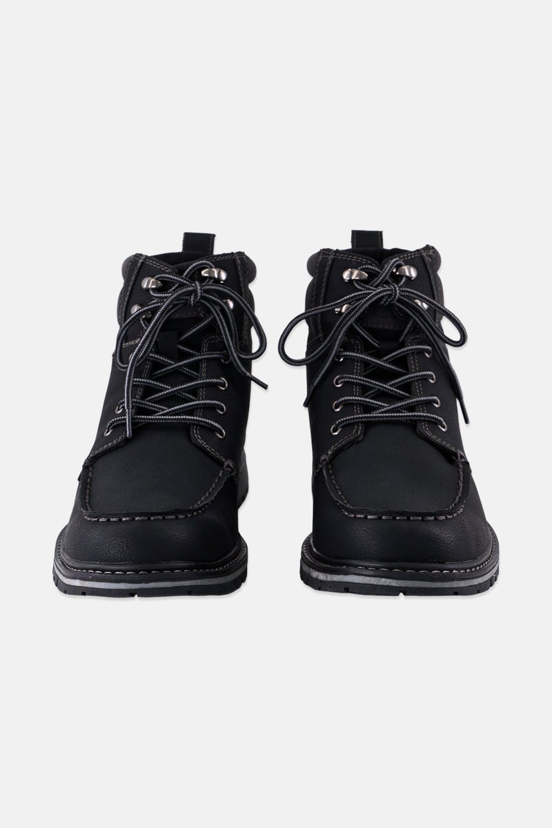 IZOD Men Medium Leather Lace Up Ankle Boots, Black  - Image 2