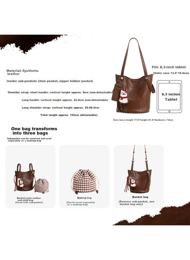 Toutou New Women's Bucket Bag Multi-use Large Capacity Mother-child Tote Commuter Bag New Year Valentine's Day Gift For Girlfriend - Image 2