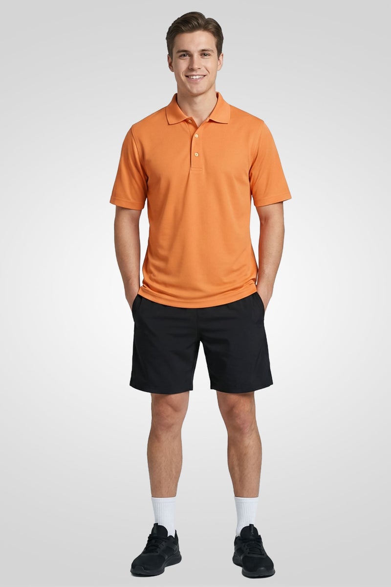 Greg Norman Men Sportswear Fit Short Sleeve Outdoor Polo Shirt, Orange - Image 2