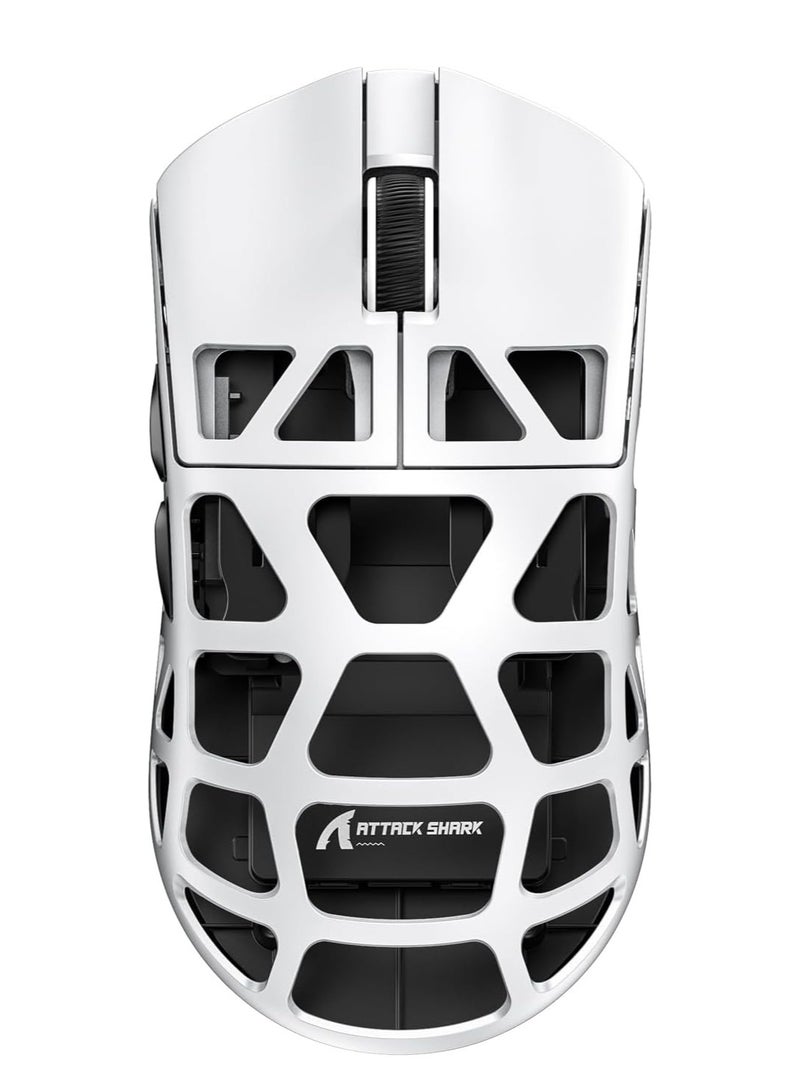 Attack Shark Superlight Magnesium Alloy Wireless Gaming Mouse R3 46g , BT/2.4Ghz/Wired Computer Mouse, 8000Hz Wireless Polling Rate, PAW3395 26K DPI Sensor, Programmable Mice, PC/Laptop/Mac - white - Image 1
