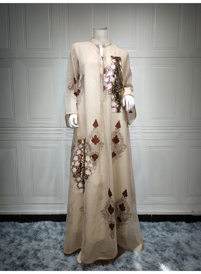 ABO Women's Muslim Evening Dress Beaded Embroidered Dress Women - Image 1
