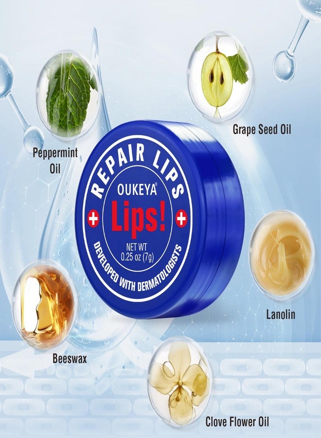 OUKEYA Medicated Lip Balm w/Beeswax, Petrolatum, Peppermint Oi, 100% Natural Ingredients, 24H Long-lasting Hydrating Healing Lip Balms, Lip Moisturizer for Very Dry Lips, Echapped Lips Treatment Severe - Image 3