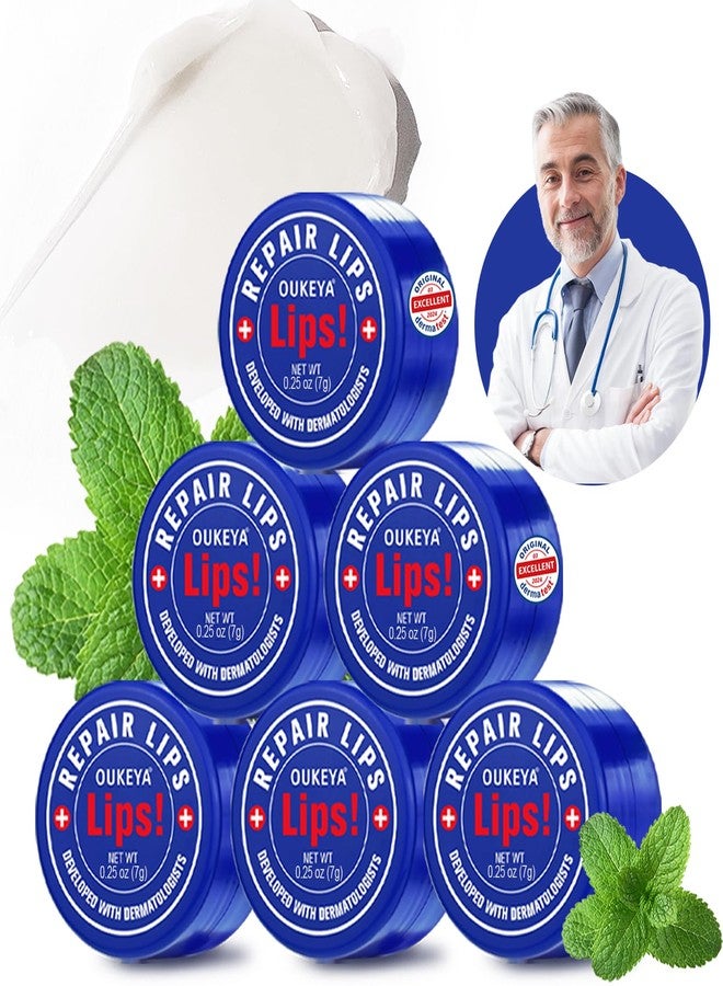 OUKEYA Medicated Lip Balm w/Beeswax, Petrolatum, Peppermint Oi, 100% Natural Ingredients, 24H Long-lasting Hydrating Healing Lip Balms, Lip Moisturizer for Very Dry Lips, Echapped Lips Treatment Severe - Image 1