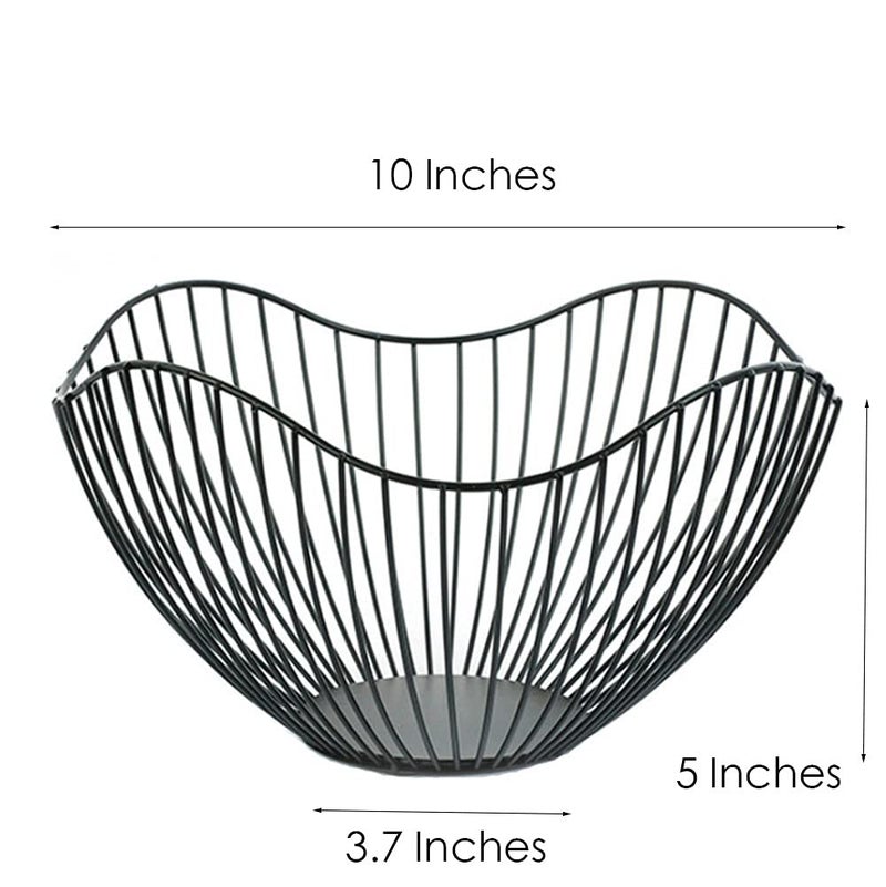 7UYUU Fruit Basket for Kitchen Counter, 10 Inches Mordern Black Metal Wire Produce Bowl for Fruit Vegetable (Curve) - Image 5