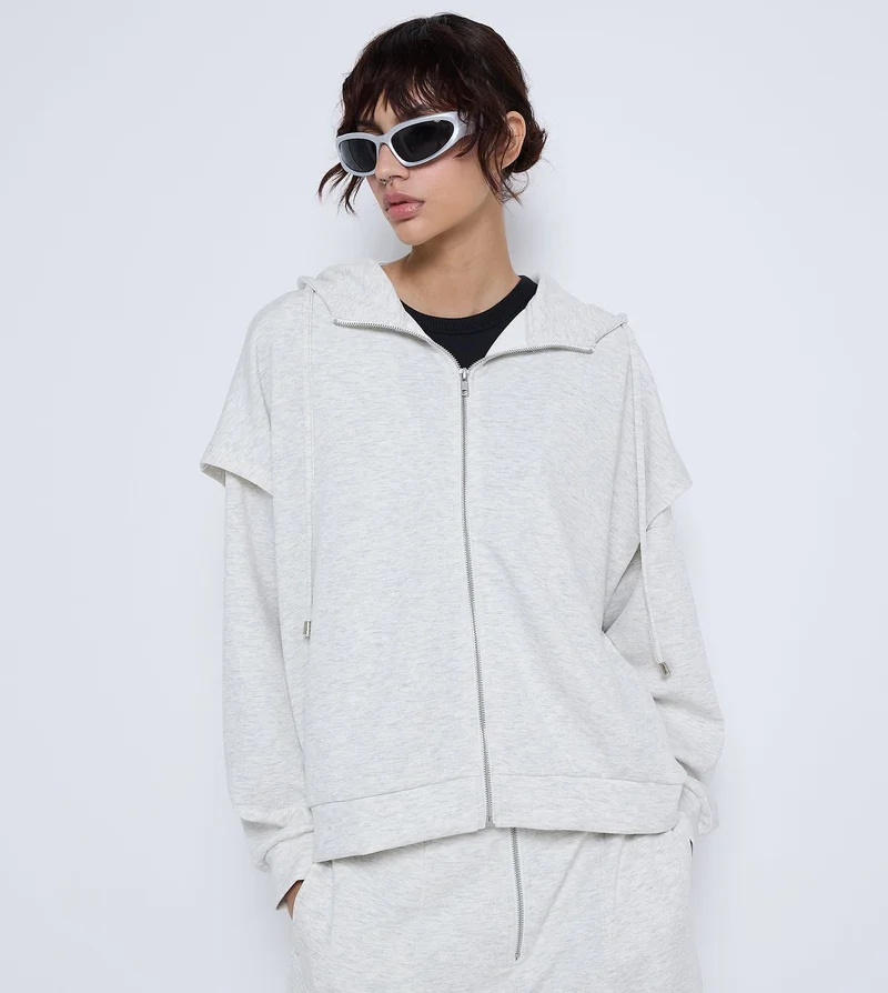 إف5 هودي رياضي نسائي رمادي