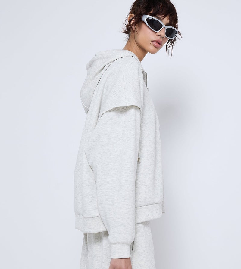 إف5 هودي رياضي نسائي رمادي - Image 3