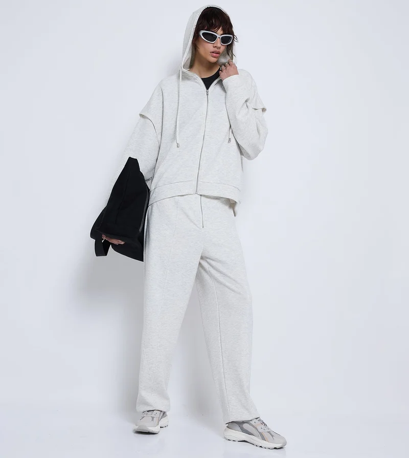 إف5 هودي رياضي نسائي رمادي