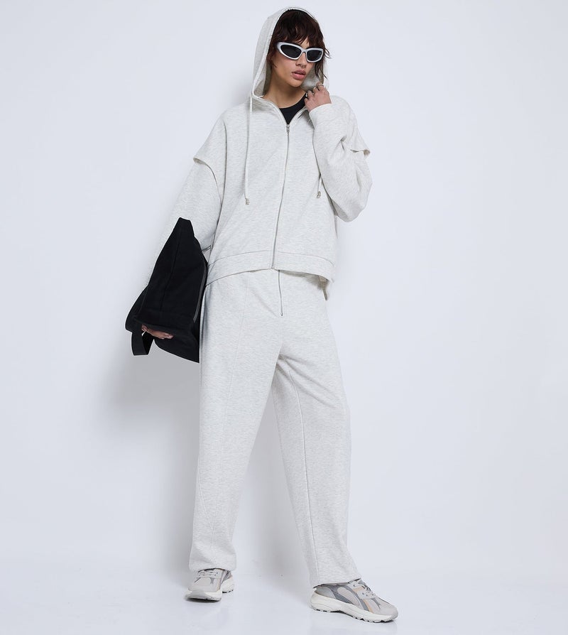 إف5 هودي رياضي نسائي رمادي - Image 2