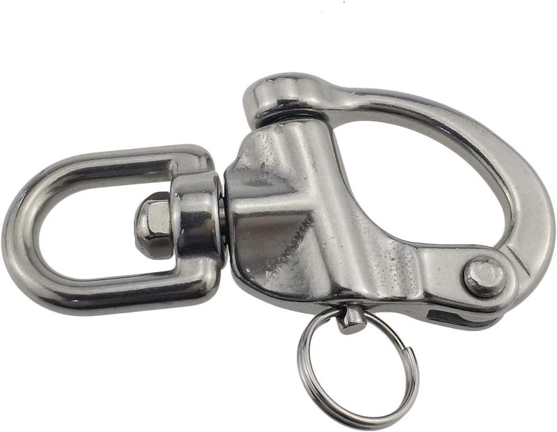 Keehui Pair 2-3/4 Inches Swivel Eye Snap Shackle Quick Release Bail Rigging for Sailing Boat Marine 316 Stainless Steel - Image 5