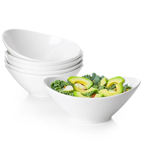 Teocera 7 Inch Salad Bowls Set of 6, 18 oz Large Soup Bowls– Microwave & Dishwasher Safe, for Pasta, Snacks, White - Image 1