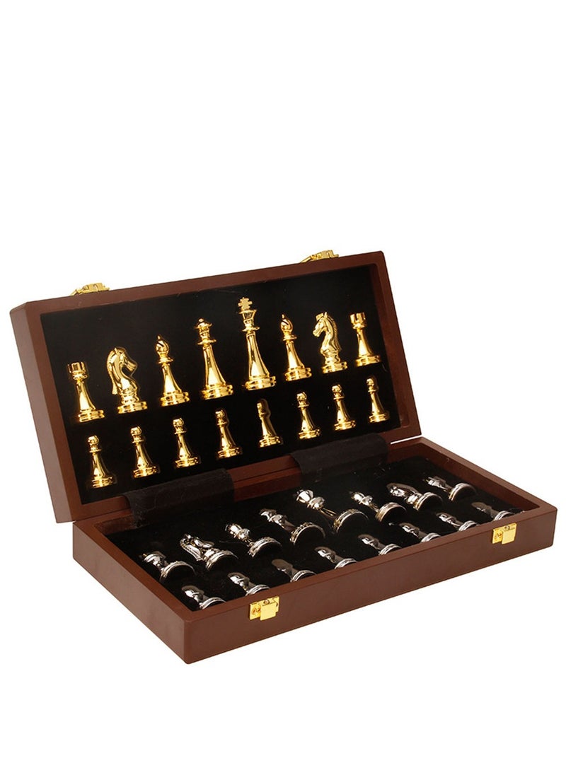 Furtey - Chess Set, Magnetic Board with Folding Interior Storage,Large Metal Deluxe Chess Alloy Chess Adult Set,Board Game Wooden Box Entertainment Game for Kids & Adults - Image 1