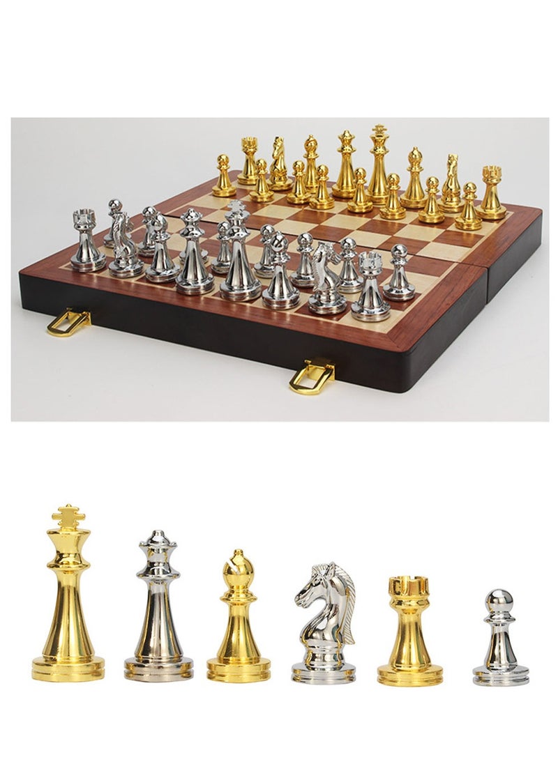 Furtey - Chess Set, Magnetic Board with Folding Interior Storage,Large Metal Deluxe Chess Alloy Chess Adult Set,Board Game Wooden Box Entertainment Game for Kids & Adults - Image 1