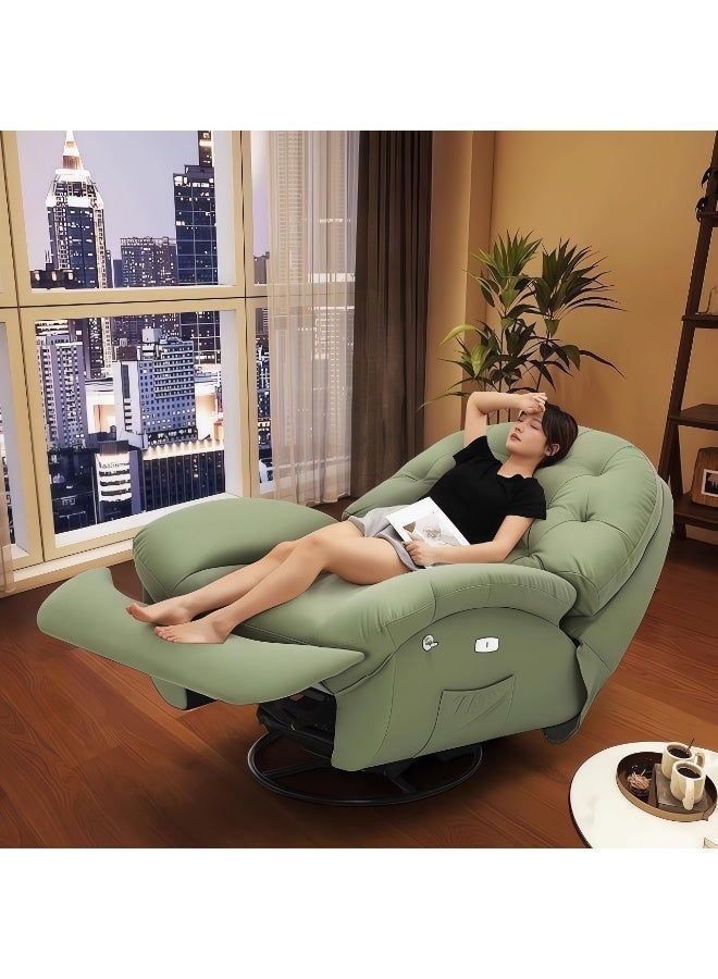 معرض ميزون MAISON GALLERY كرسي استرخاء قياسي، كرسي هزاز، أريكة استرخاء فردية، دوران 360 درجة، أرجوحة إمالة 30 درجة، جلد فاخر، كرسي أريكة كسولة، أريكة استرخاء، كرسي حديث مميز، كرسي قراءة، كراسي أريكة منزلقة (أخضر فاتح) - Image 2