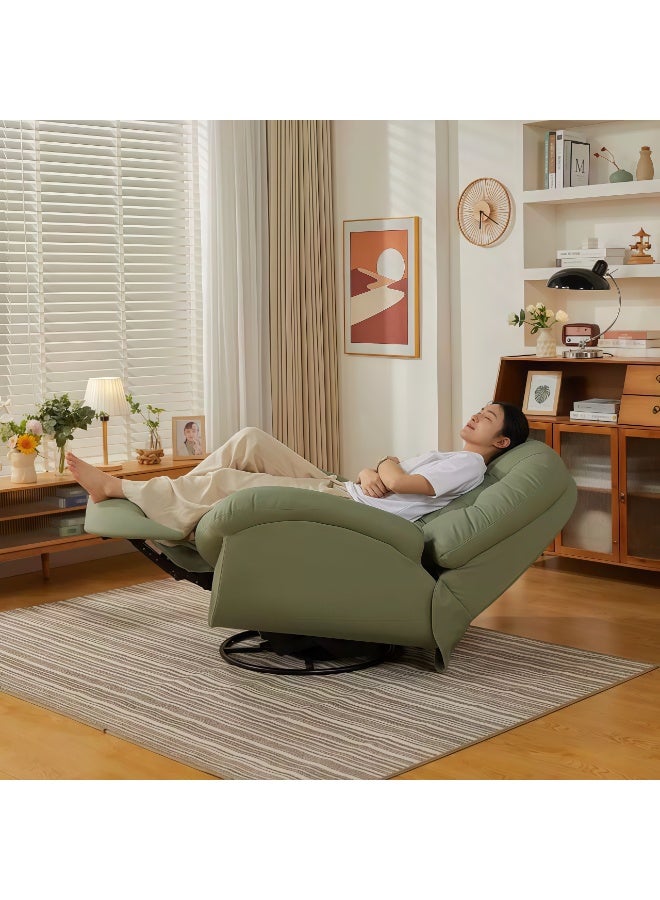 معرض ميزون MAISON GALLERY كرسي استرخاء قياسي، كرسي هزاز، أريكة استرخاء فردية، دوران 360 درجة، أرجوحة إمالة 30 درجة، جلد فاخر، كرسي أريكة كسولة، أريكة استرخاء، كرسي حديث مميز، كرسي قراءة، كراسي أريكة منزلقة (أخضر فاتح) - Image 5