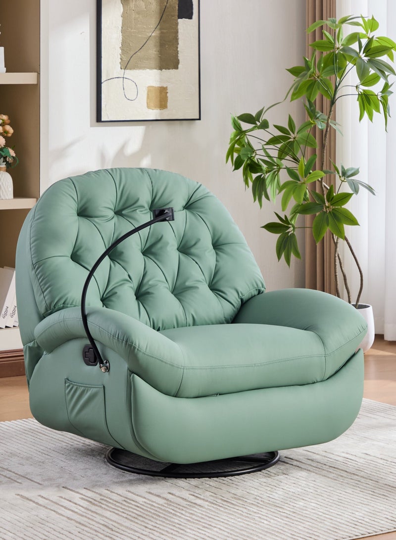 معرض ميزون MAISON GALLERY كرسي استرخاء قياسي، كرسي هزاز، أريكة استرخاء فردية، دوران 360 درجة، أرجوحة إمالة 30 درجة، جلد فاخر، كرسي أريكة كسولة، أريكة استرخاء، كرسي حديث مميز، كرسي قراءة، كراسي أريكة منزلقة (أخضر فاتح) - Image 1