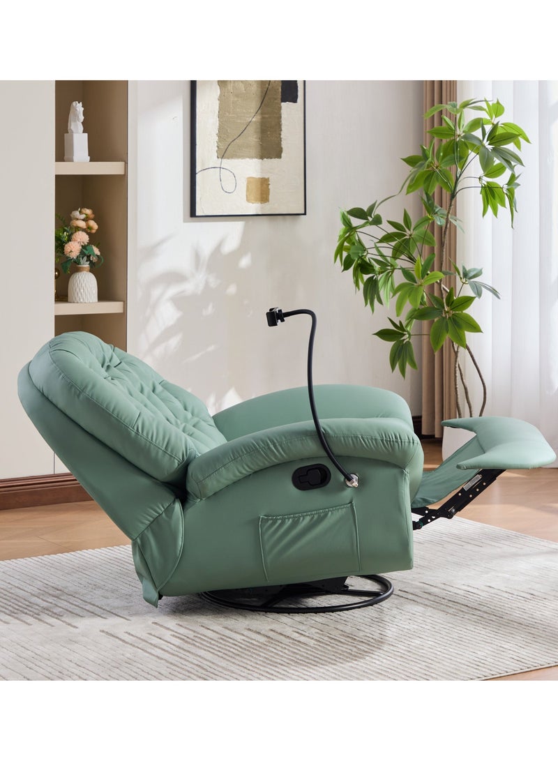 معرض ميزون MAISON GALLERY كرسي استرخاء قياسي، كرسي هزاز، أريكة استرخاء فردية، دوران 360 درجة، أرجوحة إمالة 30 درجة، جلد فاخر، كرسي أريكة كسولة، أريكة استرخاء، كرسي حديث مميز، كرسي قراءة، كراسي أريكة منزلقة (أخضر فاتح) - Image 3