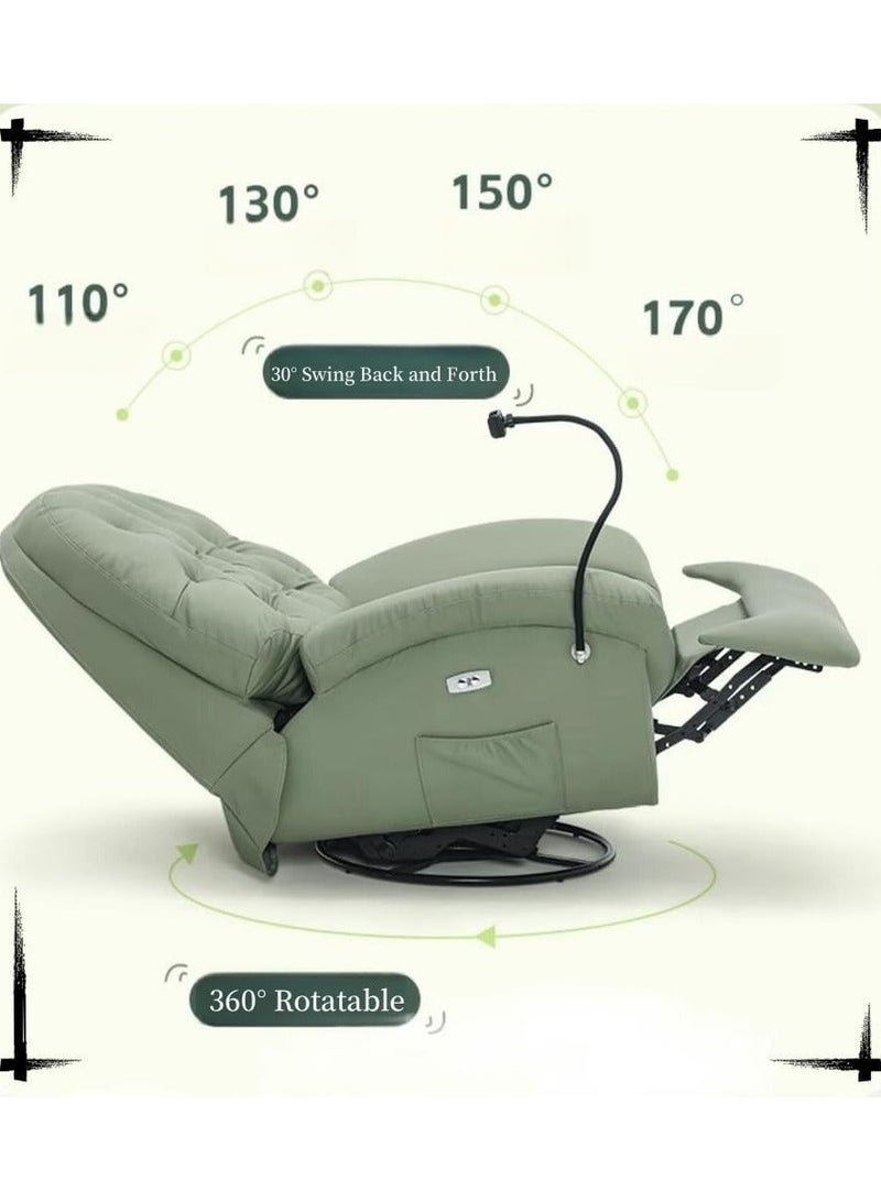 معرض ميزون MAISON GALLERY كرسي استرخاء قياسي، كرسي هزاز، أريكة استرخاء فردية، دوران 360 درجة، أرجوحة إمالة 30 درجة، جلد فاخر، كرسي أريكة كسولة، أريكة استرخاء، كرسي حديث مميز، كرسي قراءة، كراسي أريكة منزلقة (أخضر فاتح) - Image 5