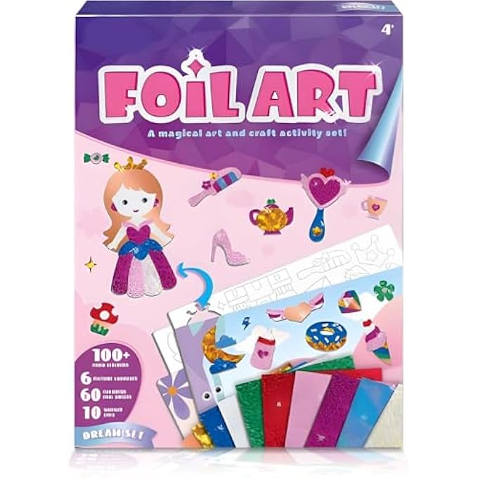 UNICORNS & PRINCESSES FOIL ART KIT FOR KIDS, DIY CRAFT KITS & SUPPLIES FOR BOYS & GIRLS AGE 3+, ARTS AND CRAFTS ACTIVITIES, BIRTHDAY GIFTS FOR UNICORN & PRINCESS LOVERS - Image 1