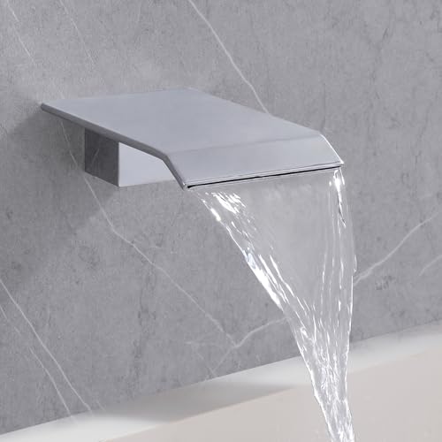 HAMOLER Wall Mount Bathroom Bathtub Faucets Spout High Flow Waterfall Tub Filler Faucet Sprayer Vessel Sink Faucet Sprayer Bathtub Spout, Chrome - Image 1