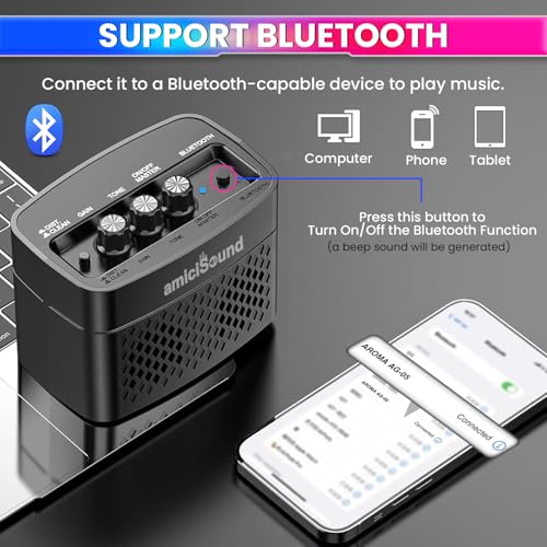 amiciSound Mini Portable 5W Guitar Amplifier Speaker with USB Cable to Recharge - Image 2
