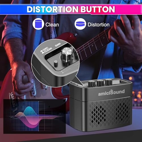 amiciSound Mini Portable 5W Guitar Amplifier Speaker with USB Cable to Recharge - Image 5