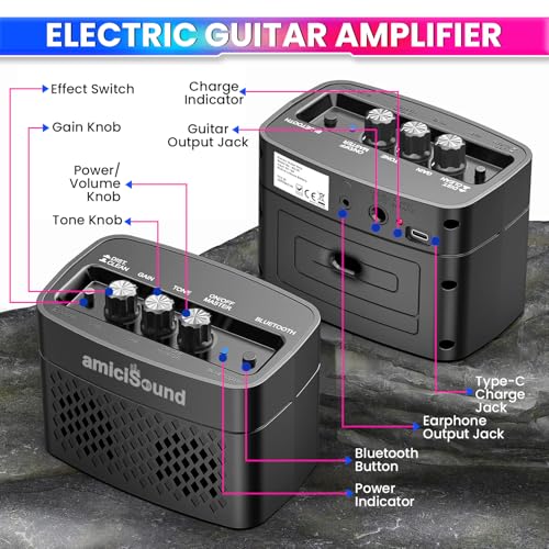 amiciSound Mini Portable 5W Guitar Amplifier Speaker with USB Cable to Recharge - Image 4
