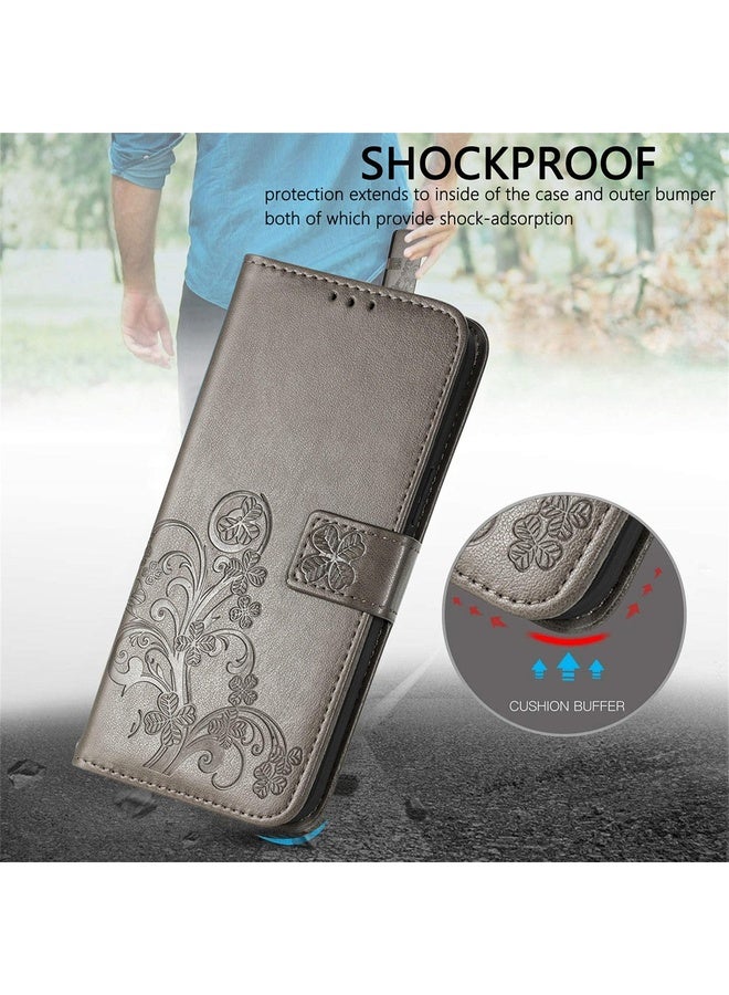 HuHa For Sony Xperia Ace II Four-leaf Clasp Embossed Buckle Mobile Phone Protection Leather Case with Lanyard & Card Slot & Wallet & Bracket Function(Gray)  - Image 5