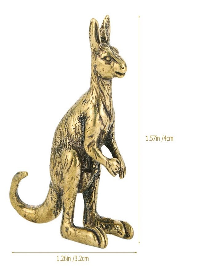 VOSAREA Mini Kangaroo Figurine Vintage Brass Small Kangaroo Statue Vintage Animal Sculpture Fengshui Ornament for Home Office Decor - Image 2