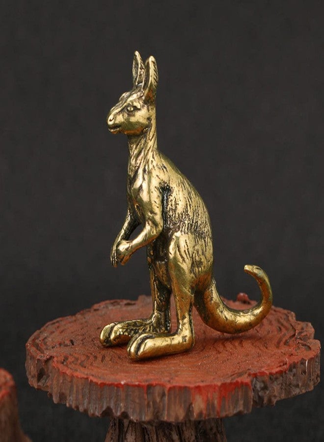 VOSAREA Mini Kangaroo Figurine Vintage Brass Small Kangaroo Statue Vintage Animal Sculpture Fengshui Ornament for Home Office Decor - Image 3