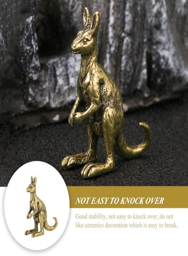 VOSAREA Mini Kangaroo Figurine Vintage Brass Small Kangaroo Statue Vintage Animal Sculpture Fengshui Ornament for Home Office Decor - Image 5