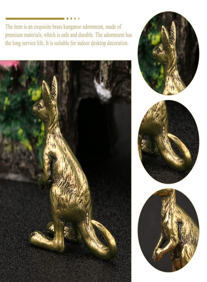 VOSAREA Mini Kangaroo Figurine Vintage Brass Small Kangaroo Statue Vintage Animal Sculpture Fengshui Ornament for Home Office Decor - Image 4