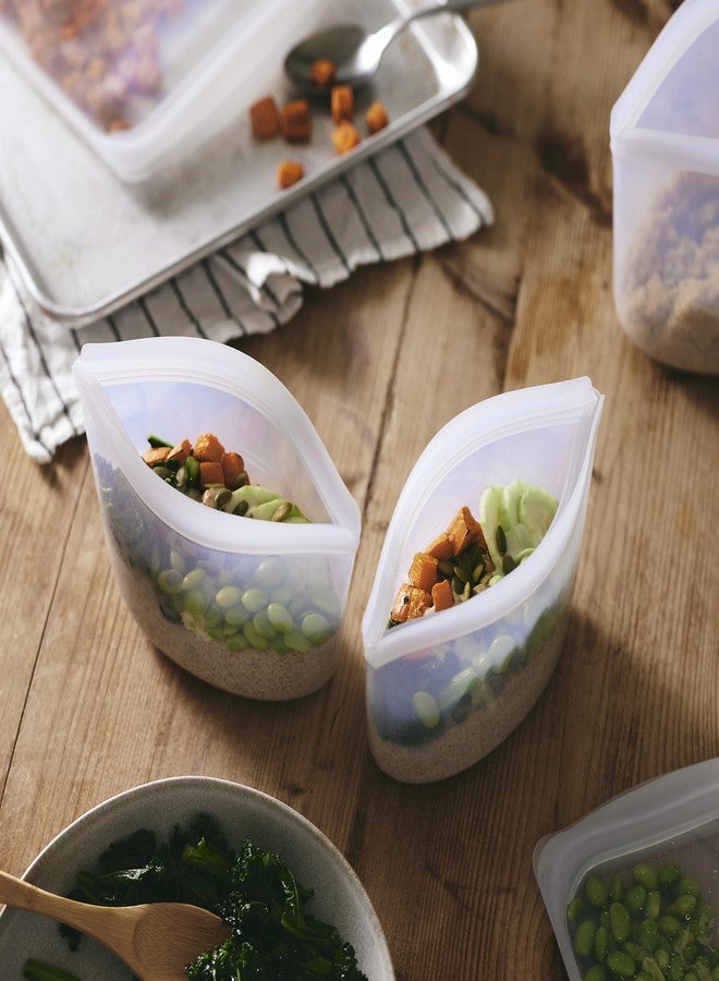 ستاشر وعاء تخزين طعام سيليكون ممتاز قابل لإعادة الاستخدام من ستاشر، شفاف، آمن للاستخدام في الميكروويف، والطهي بتقنية السو-فيد، وغسالة الصحون، والفرن، والفريزر، خالٍ من مادة BPA، مانع للتسرب، صديق للبيئة، سعة كوبين - Image 3