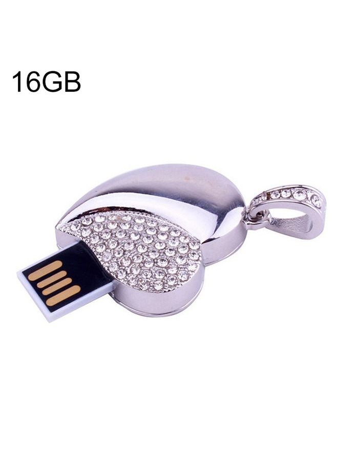 BURAQ Silver Heart Shaped Diamond Jewelry USB Flash Disk, Special for Valentines Day Gifts (16GB)  - Image 1