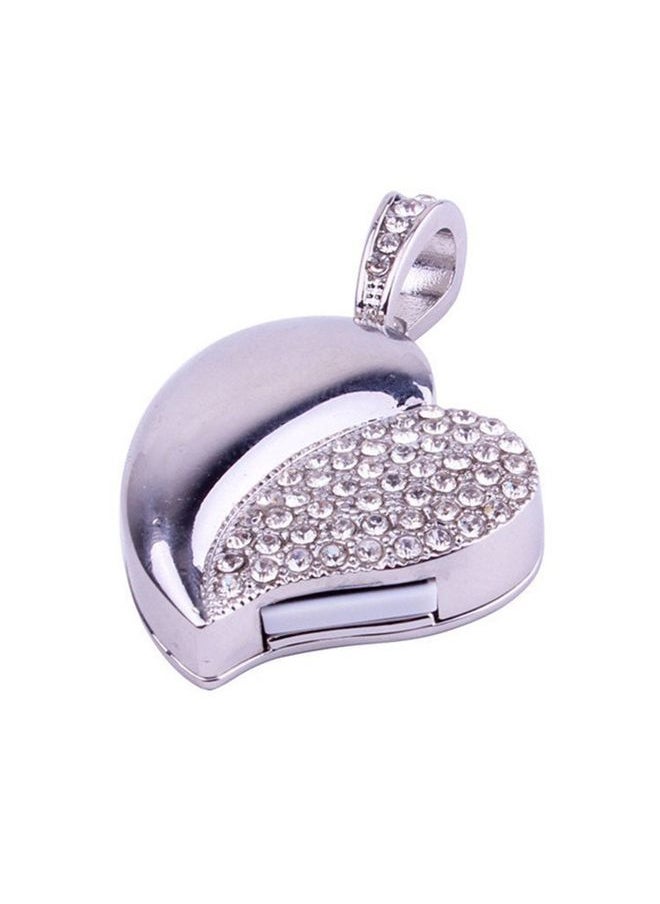 BURAQ Silver Heart Shaped Diamond Jewelry USB Flash Disk, Special for Valentines Day Gifts (16GB)  - Image 2