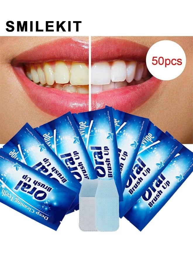 سمايل كيت 50 قطعة مناديل فموية بنكهة النعناع ، مناديل تبييض الأسنان مناديل تنظيف الفم ، محمولة ويمكن التخلص منها أثناء التنقل ، السفر ، المكتب ، المنزل ، خالي من السكر ، للتنظيف العميق للعناية بالفم - Image 5