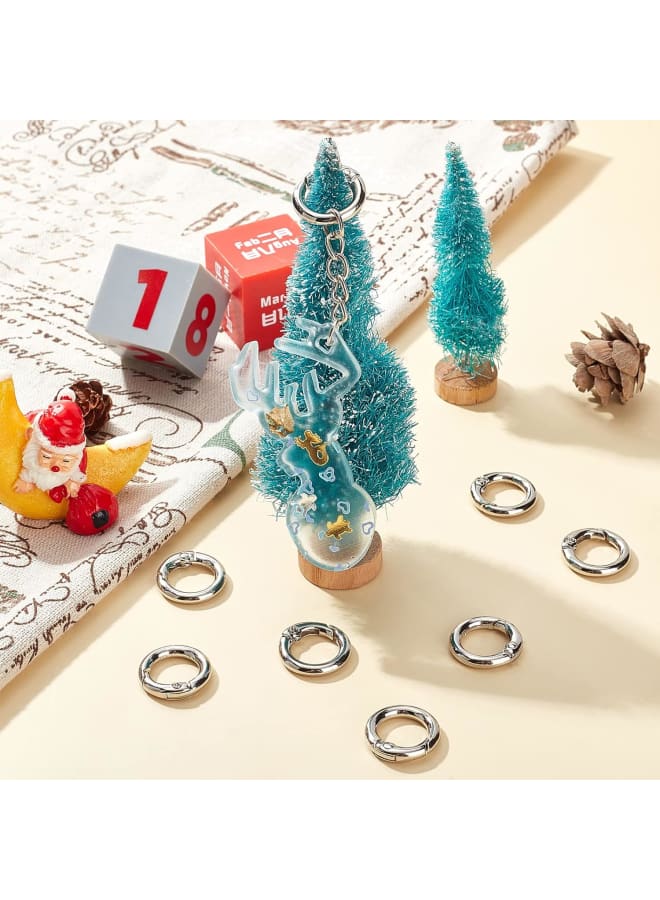 32Pcs Spring O Rings Silver Round Carabiner Clip Split Zinc Alloy Snap Hooks Metal Clamp Clasp Keyrings Buckle Trigger for Bag Purse Handbag Strap Craft DIY Accessory, 20MM, 3.5mm Thick - Image 5