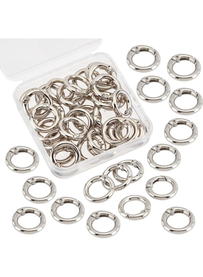 32Pcs Spring O Rings Silver Round Carabiner Clip Split Zinc Alloy Snap Hooks Metal Clamp Clasp Keyrings Buckle Trigger for Bag Purse Handbag Strap Craft DIY Accessory, 20MM, 3.5mm Thick - Image 1