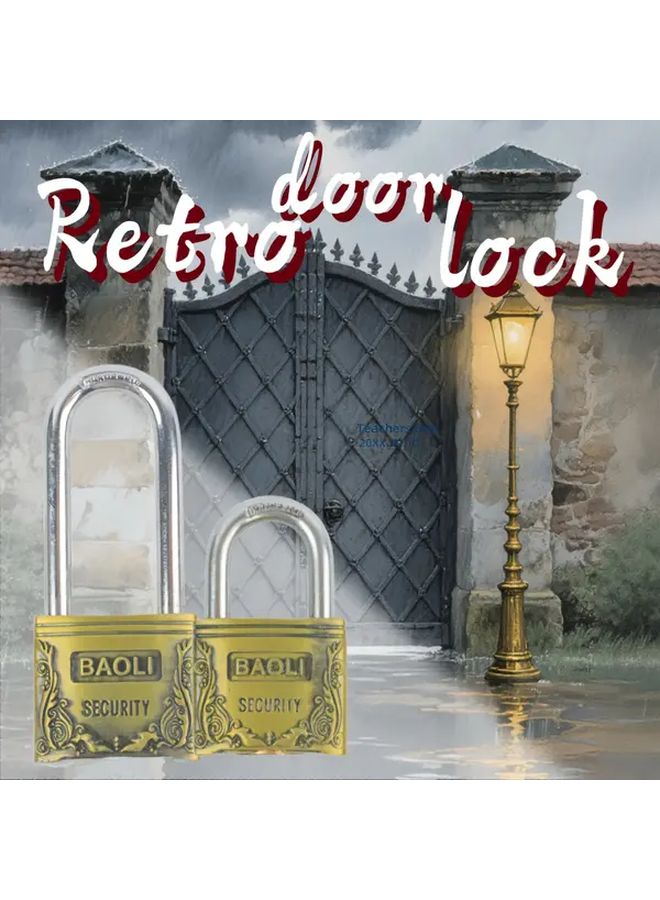Antique Style Vintage Industrial Zinc Alloy Padlock Heavy Duty Hanging Lock With Key - Image 2