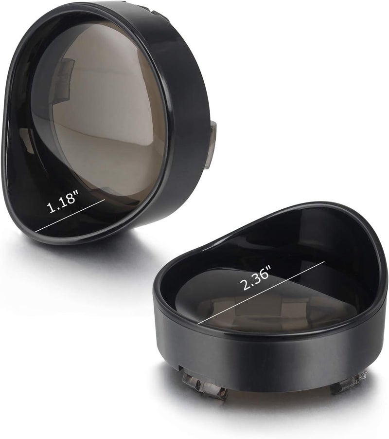 NTHREEAUTO 2 Inch Bullet Smoked Turn Signal Lens Cover with Black Visors Bezels Compatible with Harley Sportster Dyna Softail Street Glide Road King - Image 2