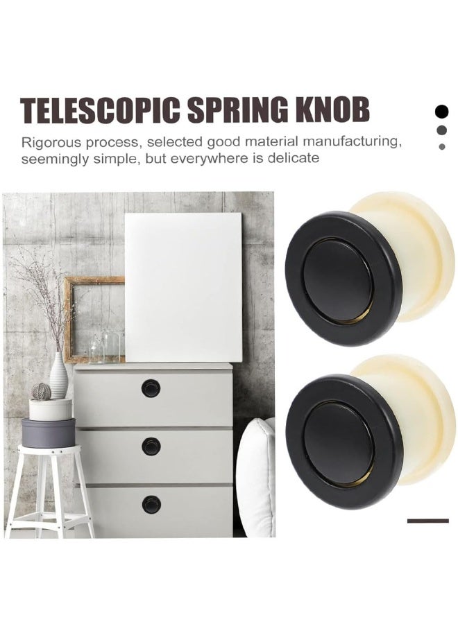 JZS Bouncing Handle Embedded Spring Knobs Metal Cabinets Cabinet Drawer Pulls Chinese Pull Handles Metal Drawer Pulls Telescopic Knob Closet Handles Door Handle Zinc Alloy Brass,4PCS,Black - Image 4