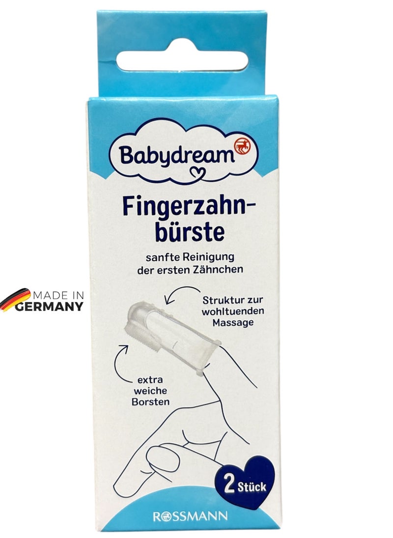 BabyDream German Brand, Extra Soft Silicone Finger Toothbrush Set, 2 Pieces – Gentle Cleaning for Baby’s Gums and First Teeth, Soothing Massage for Teething, Comfortable for Baby’s Sensitive Mouth.  - Image 1