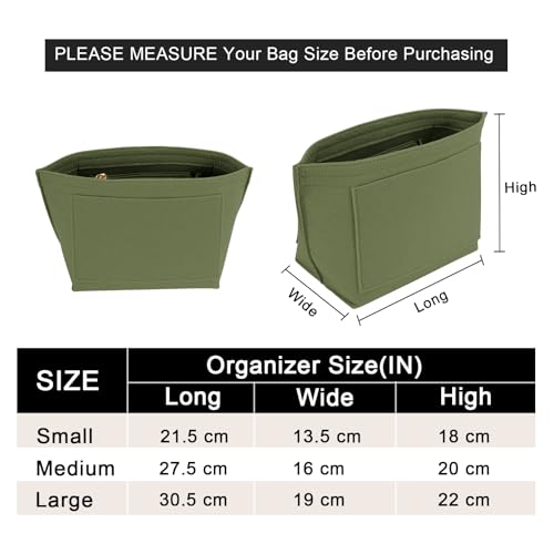 LOUKAYCCI Felt Purse Organizer Insert for Longchamp Le Pliage M Handbag Insert (Forest Green, Medium) - Image 2