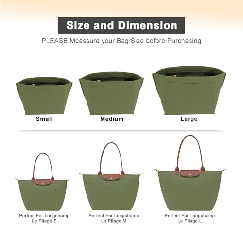 LOUKAYCCI Felt Purse Organizer Insert for Longchamp Le Pliage M Handbag Insert (Forest Green, Medium) - Image 4