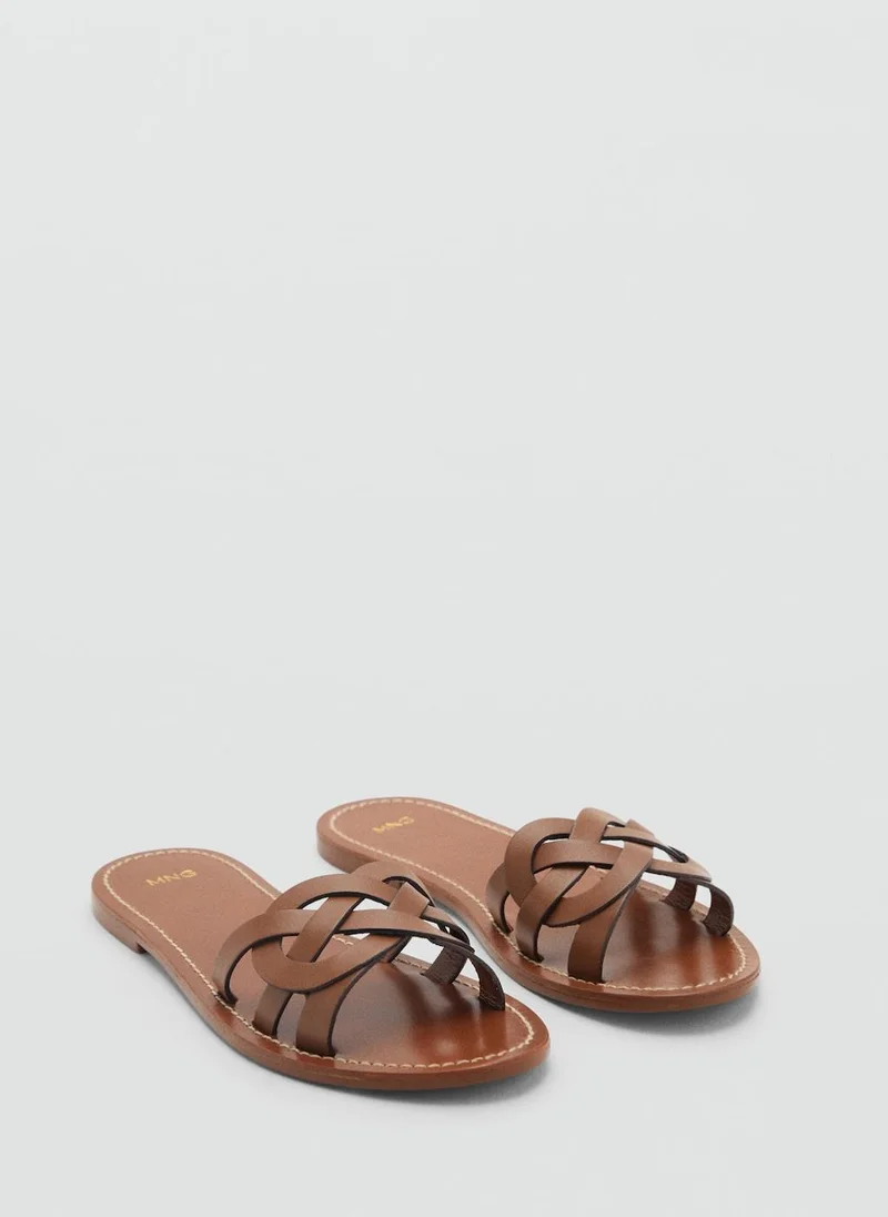 مانجو Leather Sandals With Intertwined Strap